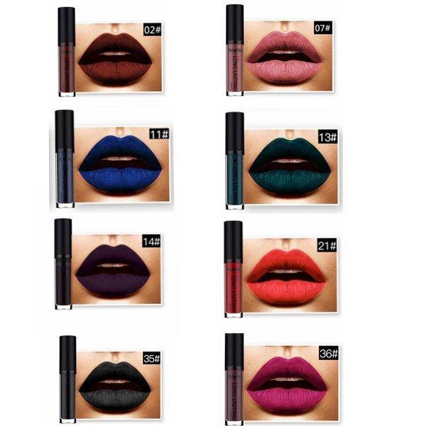 Deep Red Matte Lipstick Dark Blue Purple Burgundy Vampire Lipsticks Long Lasting Waterproof Comestic - MRSLM