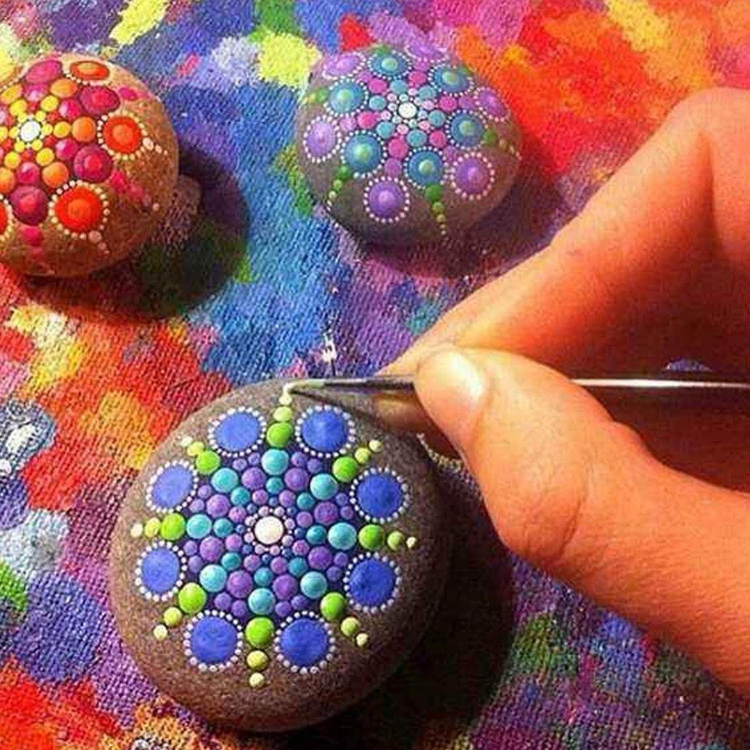 33Pcs Mandala Dotting Tools Set Rock Painting Kit Nail Art Pen Paint Stencil - MRSLM