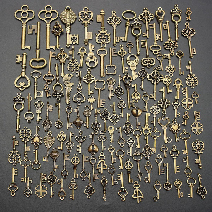 125Pcs Vintage Bronze Key For Pendant Necklace Bracelet DIY Handmade Accessories Decoration - MRSLM