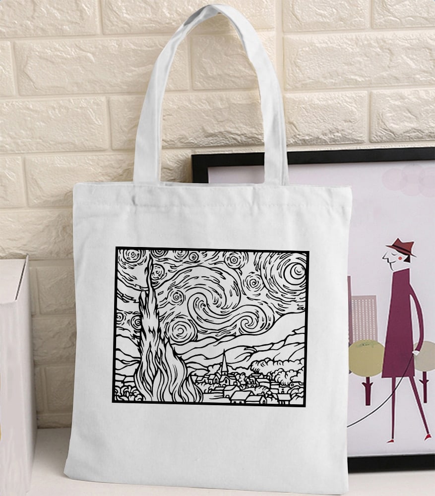 Van Gogh Print Canvas Tote Bag