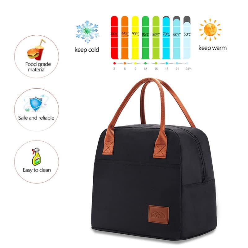 Simple Style Black Cooler Lunch Bag