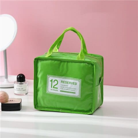 Solid Color Insulated Leather Lunch Bag