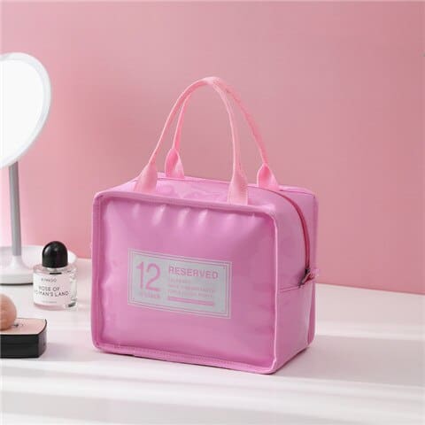 Solid Color Insulated Leather Lunch Bag