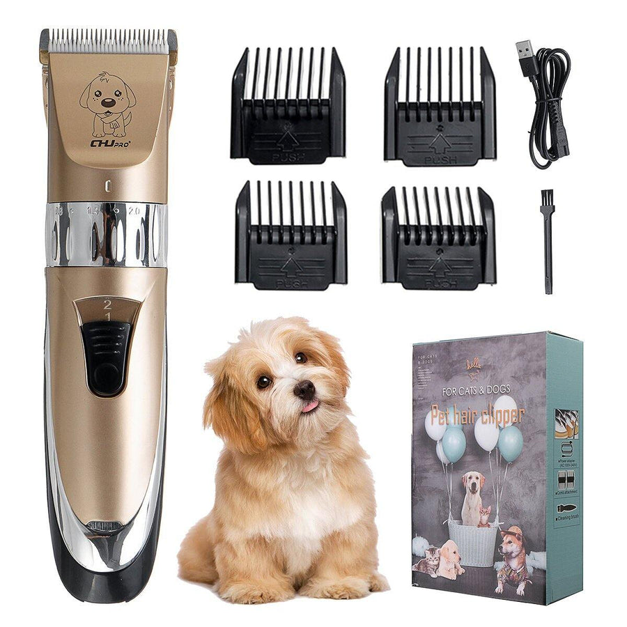 Professional Cat Dog Hair Trimmer Electric Pet Clippers Grooming Low Noise Kit USB Rechargeable - MRSLM