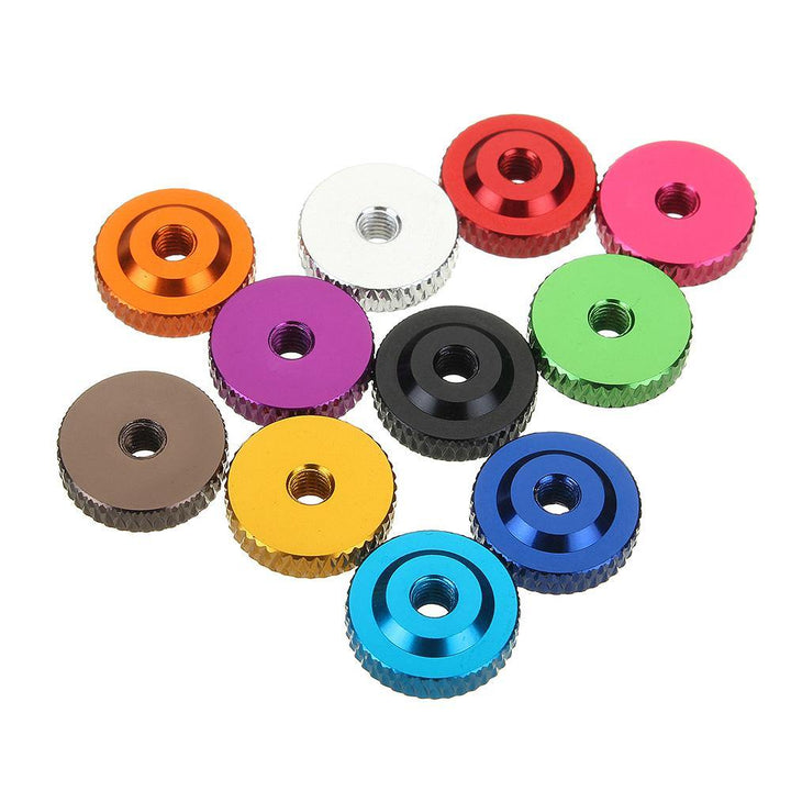 Suleve M3AN12 10Pcs M3 Knurled Thumb Nut w/ Collar Screw Spacer Washer Aluminum Alloy Multicolor - MRSLM