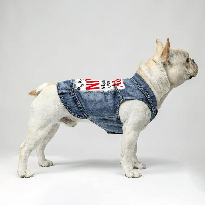 Acted Crazy Dog Denim Vest - Funny Dog Denim Jacket - Colorful Dog Clothing - MRSLM