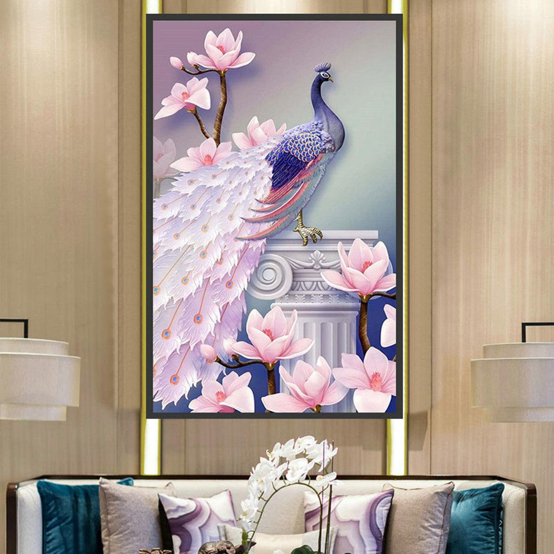 DIY 5D Diamond Painting Magnolia Peacock Art Craft Embroidery Stitch Kit Handmade Wall Decorations Gifts for Kids Adult - MRSLM