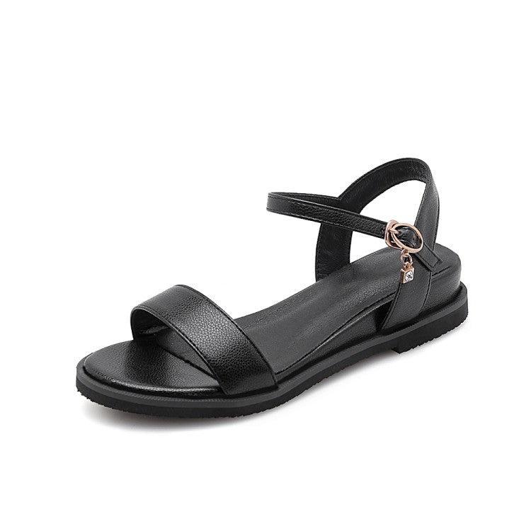 Everyday Open-toed Fashion Sandals With Flat-bottom Buckle - MRSLM