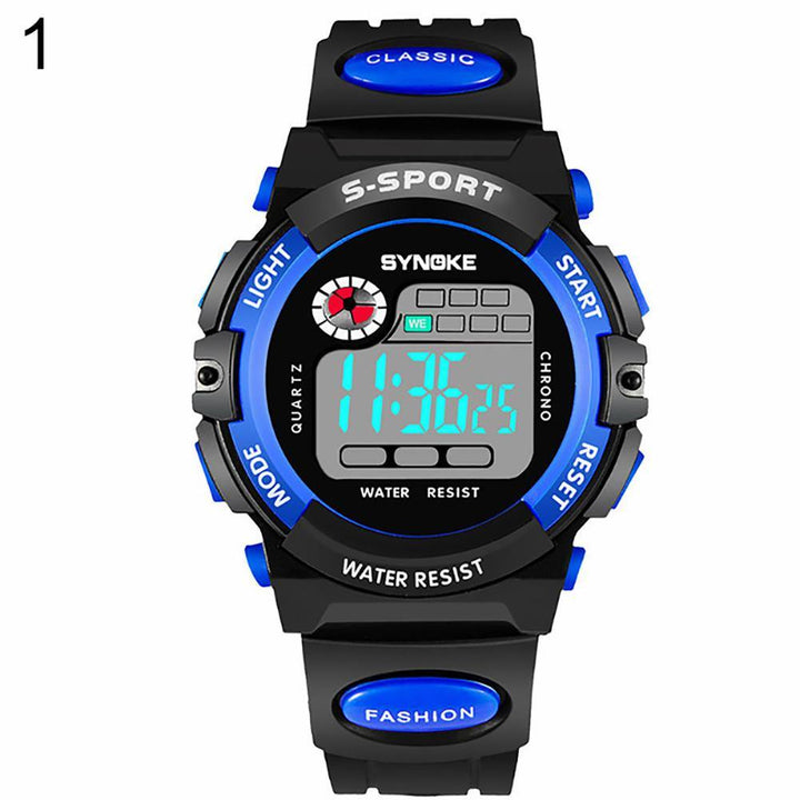 Fashion Boys Girls Kids Digital Alarm Calendar Waterproof Sports Wrist Watch - MRSLM