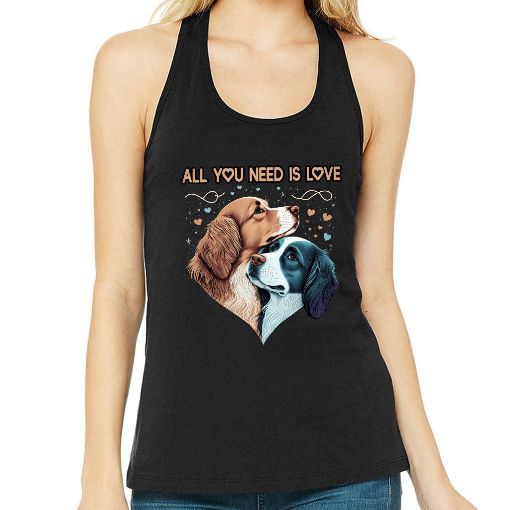 Dog Love Women's Racerback Tank - Cute Couple Tank Top - Art Workout Tank - MRSLM