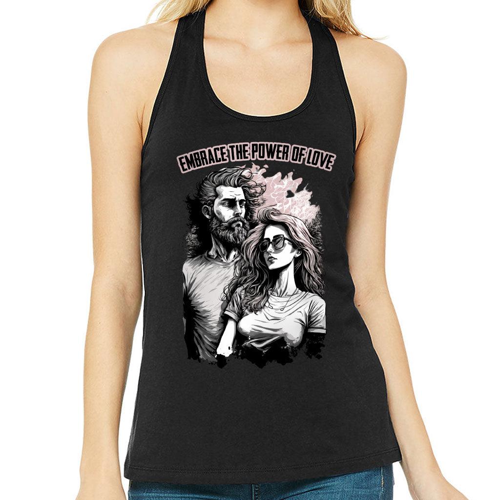 Embrace the Power Of Love Women's Racerback Tank - Graphic Tank Top - Unique Workout Tank - MRSLM
