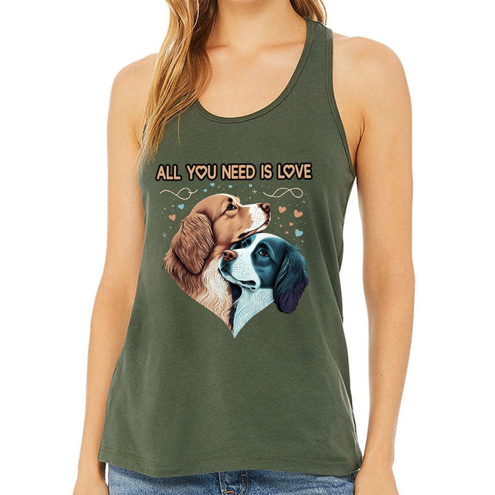 Dog Love Women's Racerback Tank - Cute Couple Tank Top - Art Workout Tank - MRSLM