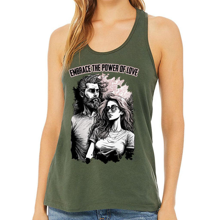 Embrace the Power Of Love Women's Racerback Tank - Graphic Tank Top - Unique Workout Tank - MRSLM
