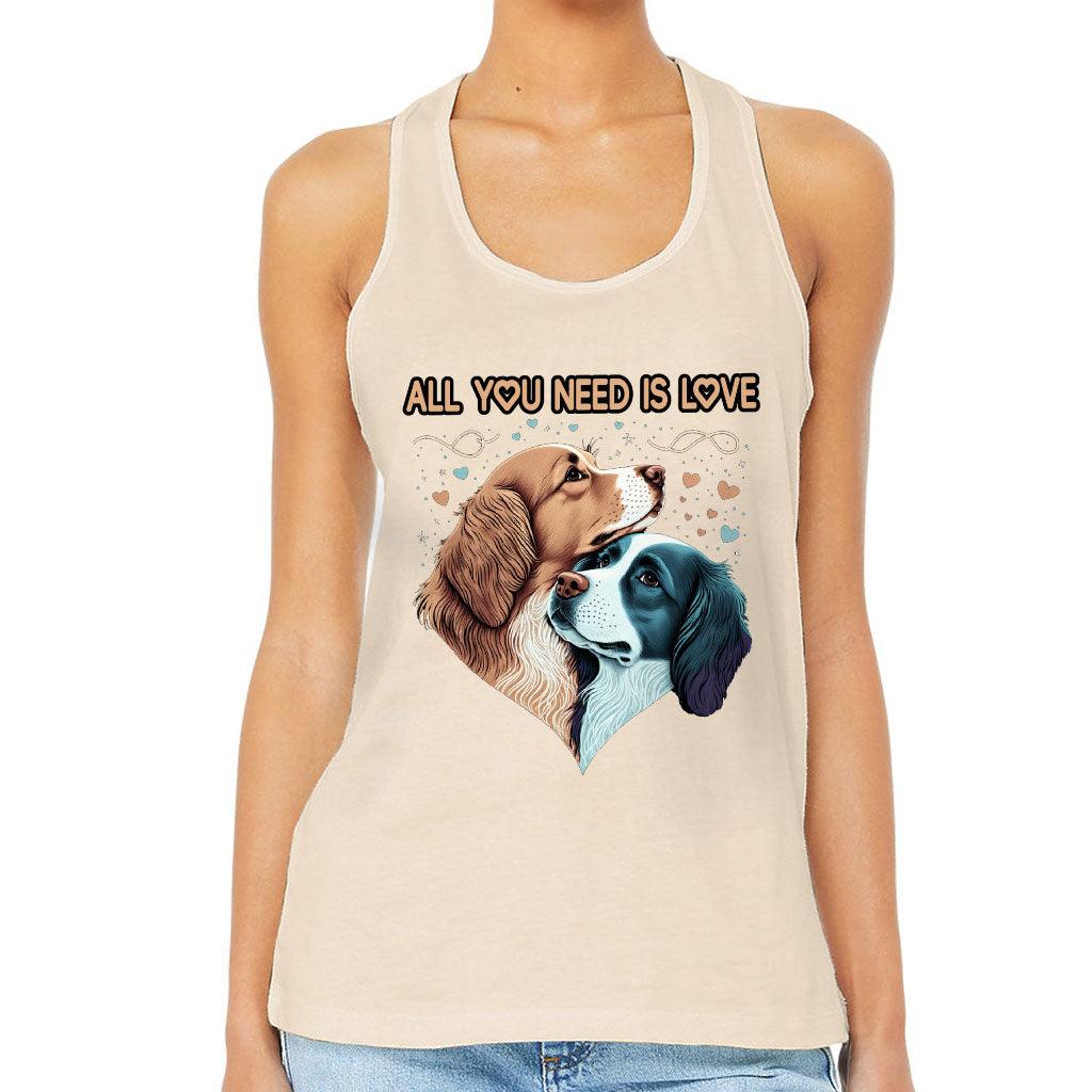 Dog Love Women's Racerback Tank - Cute Couple Tank Top - Art Workout Tank - MRSLM