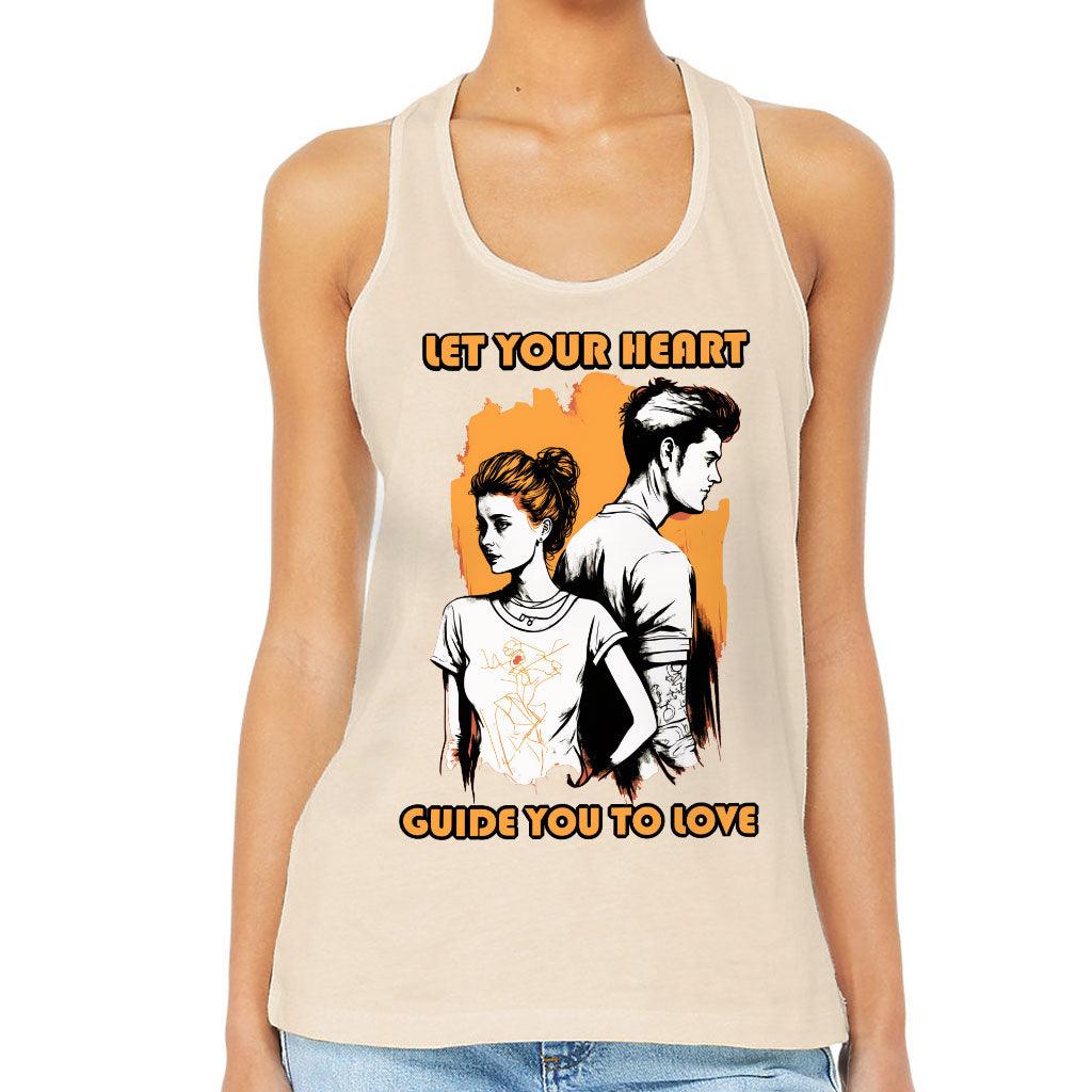 Let Your Heart Guide You Women's Racerback Tank - Love Couple Tank Top - Colorful Workout Tank - MRSLM