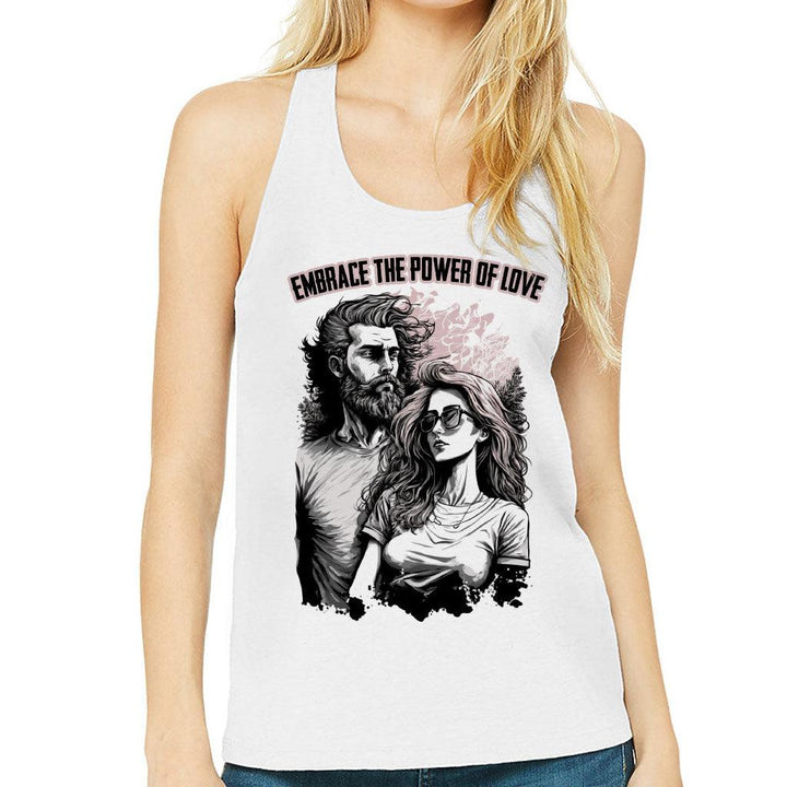 Embrace the Power Of Love Women's Racerback Tank - Graphic Tank Top - Unique Workout Tank - MRSLM