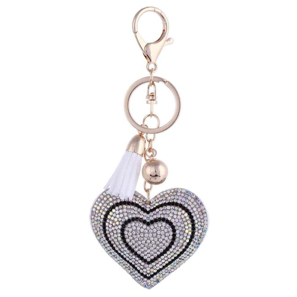 Heart Shaped Keychain with Crystals