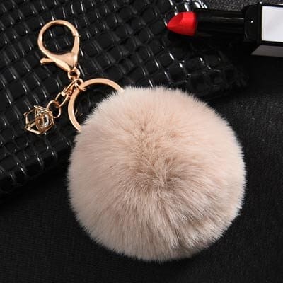 Rabbit Fur Ball Keychain