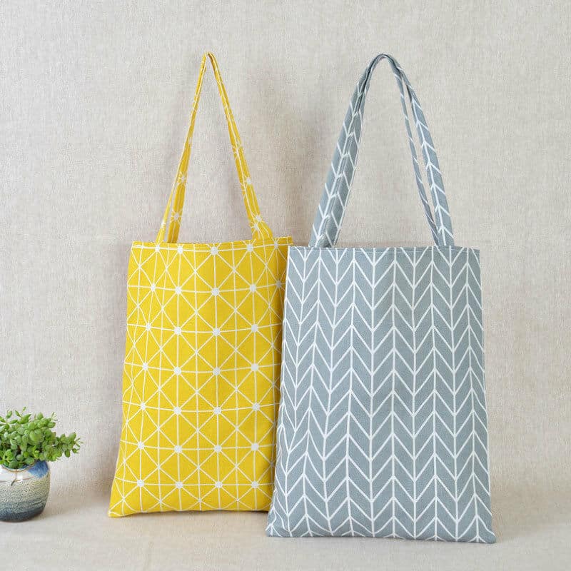 Women's Geometric Print Linen Tote Bag