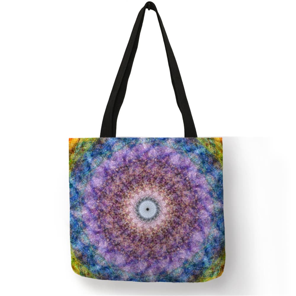 Women's Mandala Printed Linen Shopper Shoulder Bag