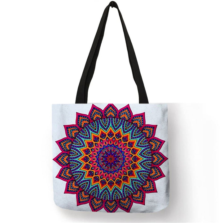 Women's Mandala Printed Linen Shopper Shoulder Bag