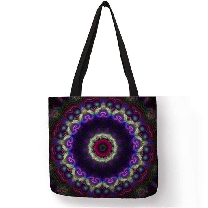 Women's Mandala Printed Linen Shopper Shoulder Bag