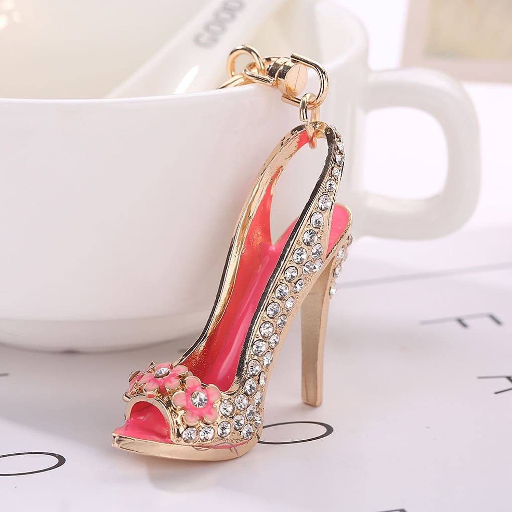 Crystal High Heel Shoe Shaped Metal Keychain