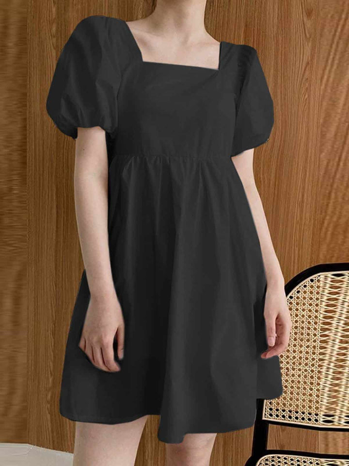 Women's Summer Casual Short Dress with Puff Sleeves