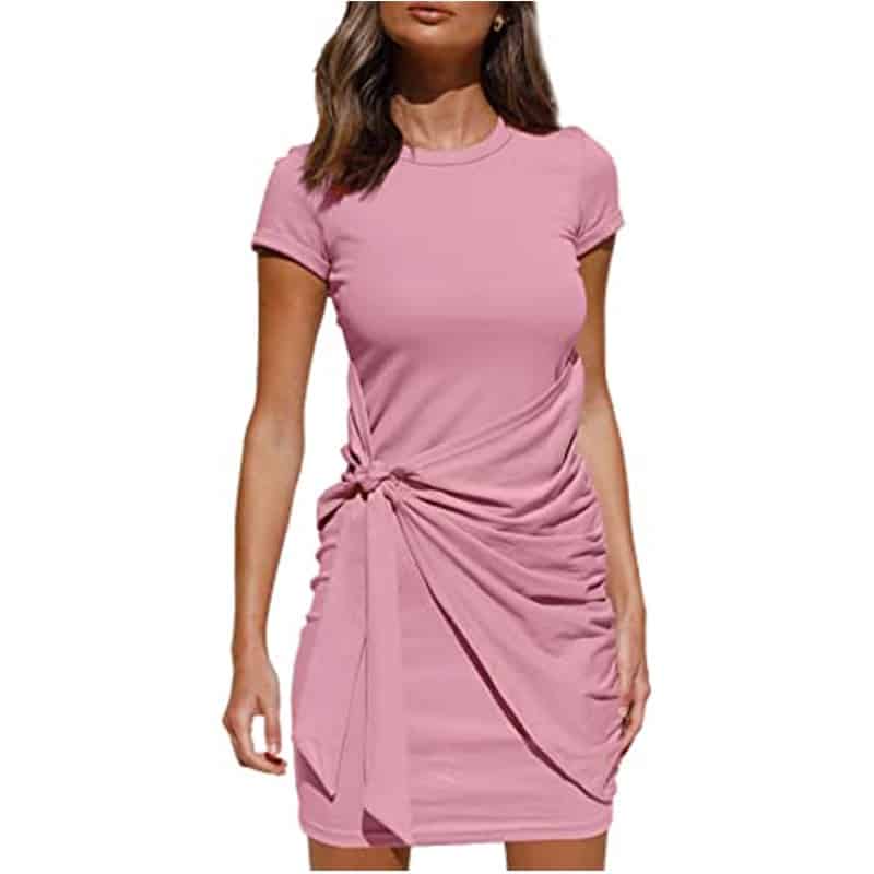 Women's Short Sleeved Wrap Ruched Dress