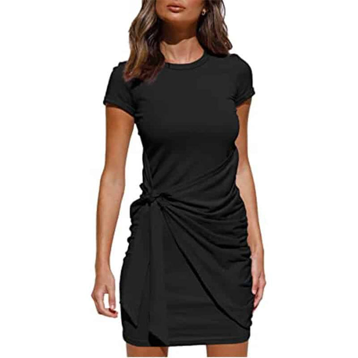 Women's Short Sleeved Wrap Ruched Dress