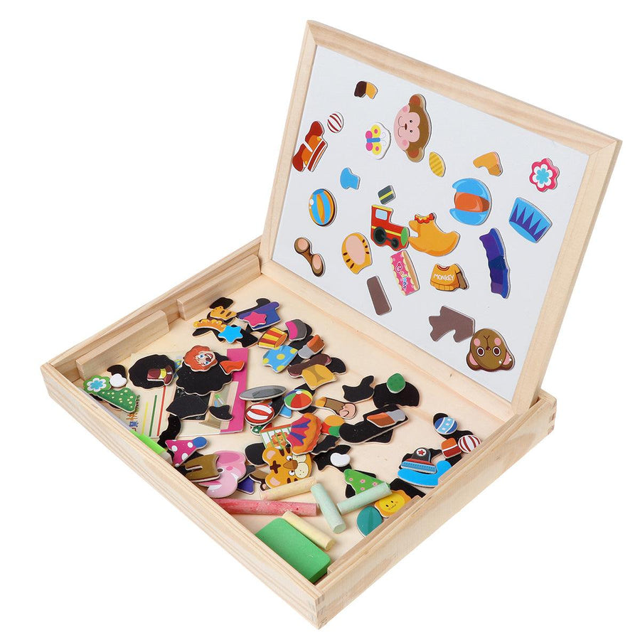 Wooden Magnetic Puzzle Kids Circus Drawing Board Educational Puzzle Toys Gifts - MRSLM