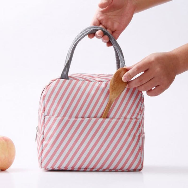 Patterned Portable Lunch Bag with Zipper