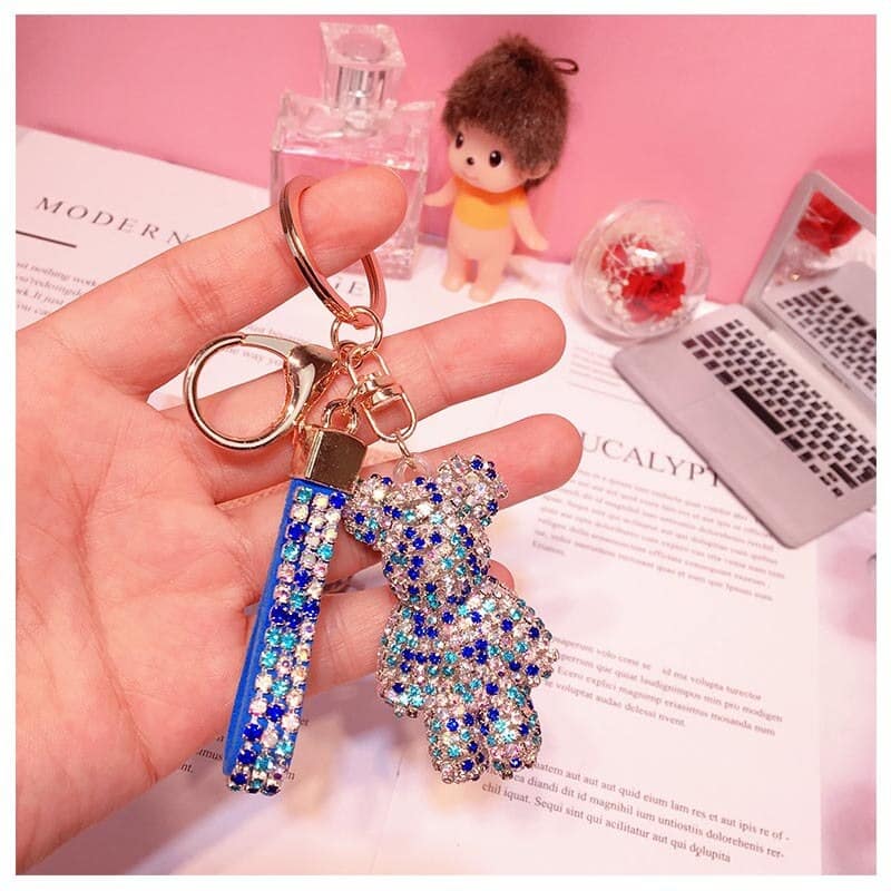 Glitter Keychain with Rhinestones