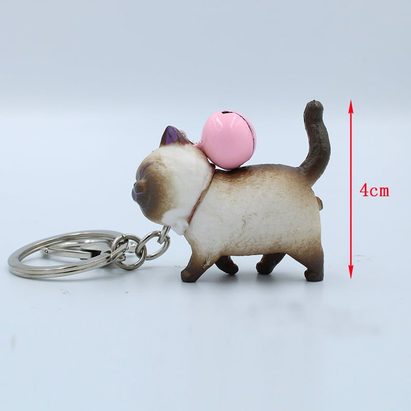 Cartoon Walking Cat Pendant Key Ring with Bell