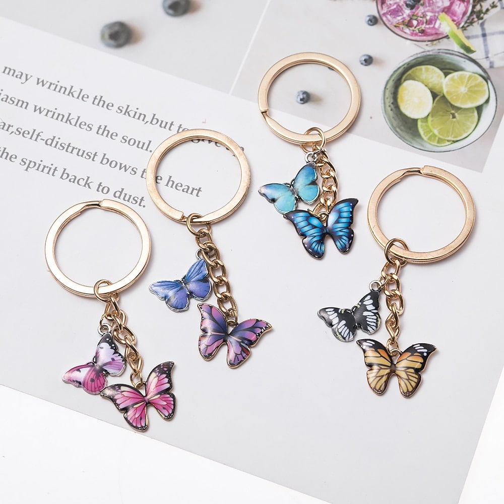 Colorful Double Butterfly Keychain