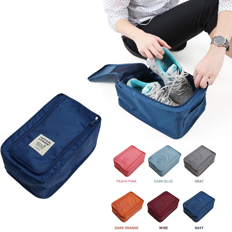 Waterproof Colorful Nylon Travel Shoes Storage Bag with Zipper