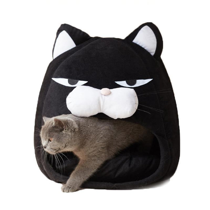 Cat House Bed Cat Litter Mat Sleeping Nest Pet Bed (Black M) - MRSLM