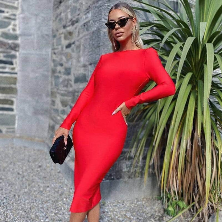 Women's Long Sleeved Zipper High Waist Dress