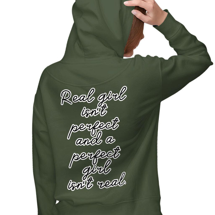 Real Girl Isn't Perfect Women's Zip Hoodie - Themed Hooded Sweatshirt - Best Design Hoodie - MRSLM