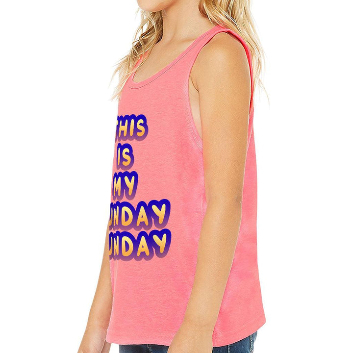 Sunday Funday Kids' Jersey Tank - Cute Design Sleeveless T-Shirt - Graphic Kids' Tank Top - MRSLM