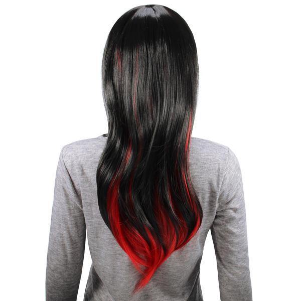 Animation Black Red Layered Wig Synthetic Hair Long Straight Women Wigs Cosplay Party 70cm - MRSLM