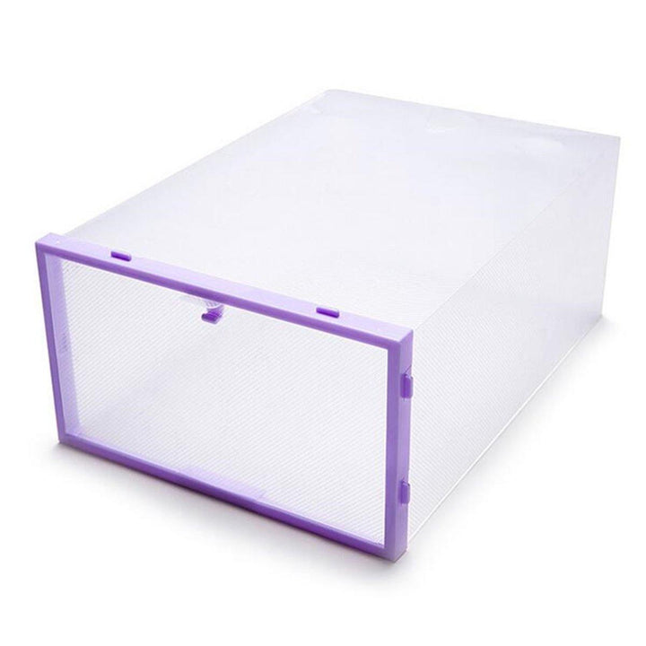 PP Clear Foldable Plastic Shoe Storage Boxes Stackable Tidy Case Home Organizer Display Single Box - MRSLM