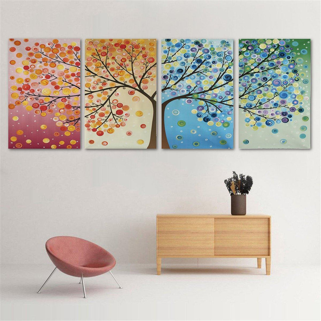 4pcs Canvas Wall Art Painting 40*60cm Hanging Pictures Season Trees Living Hall Decoration Supplies no Frame - MRSLM
