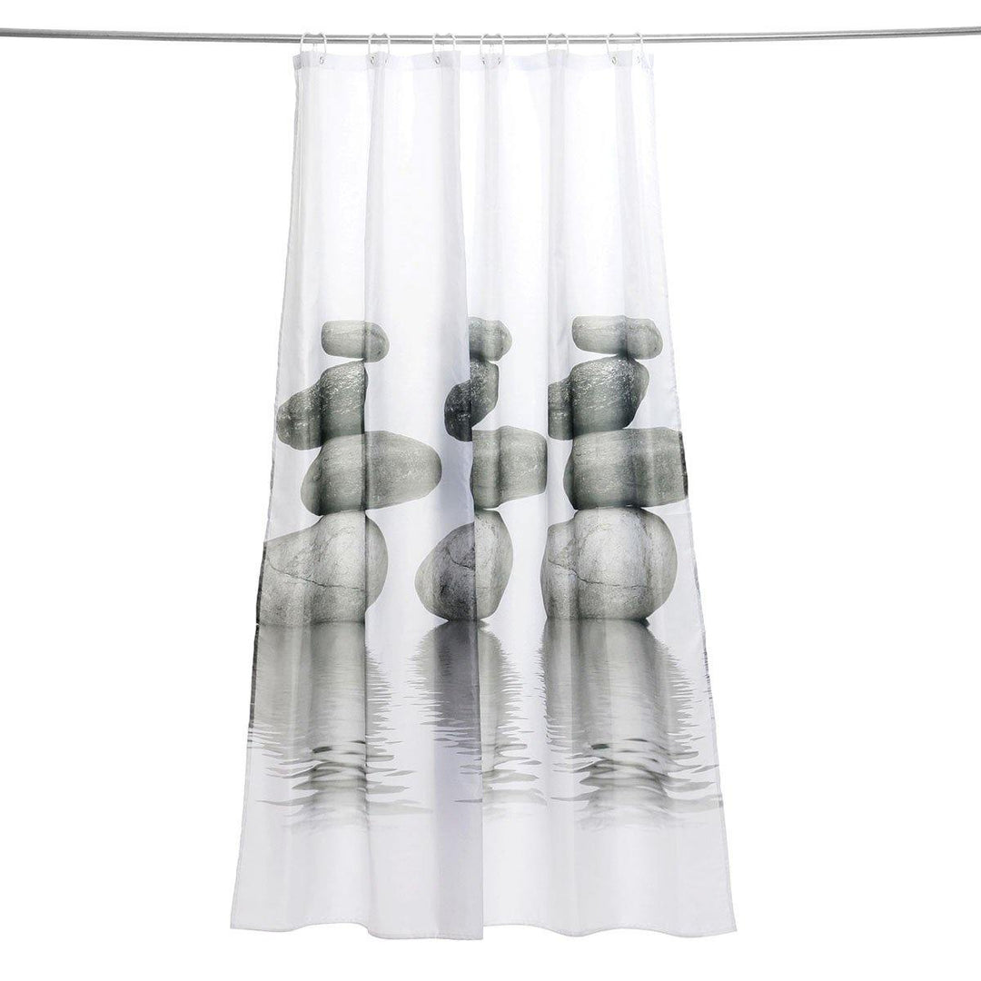 71x71" Gray Stone Pebbles Waterproof Shower Curtain Home Bath Decor with Hooks - MRSLM