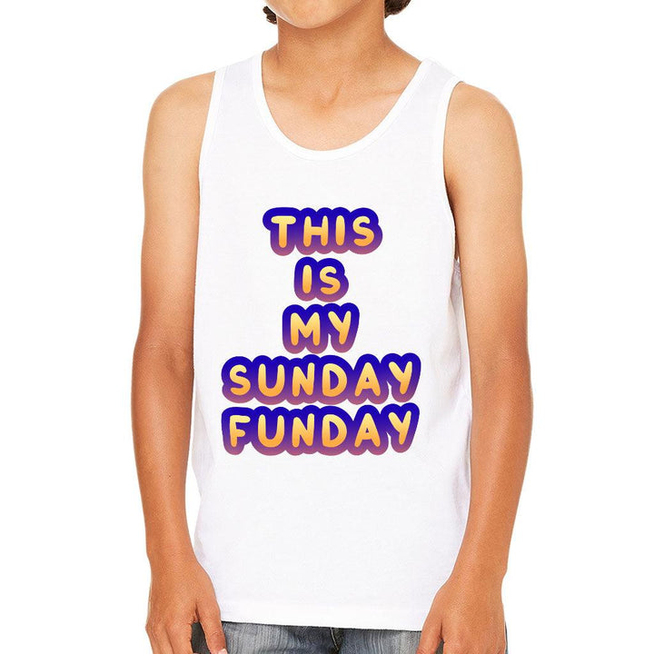 Sunday Funday Kids' Jersey Tank - Cute Design Sleeveless T-Shirt - Graphic Kids' Tank Top - MRSLM