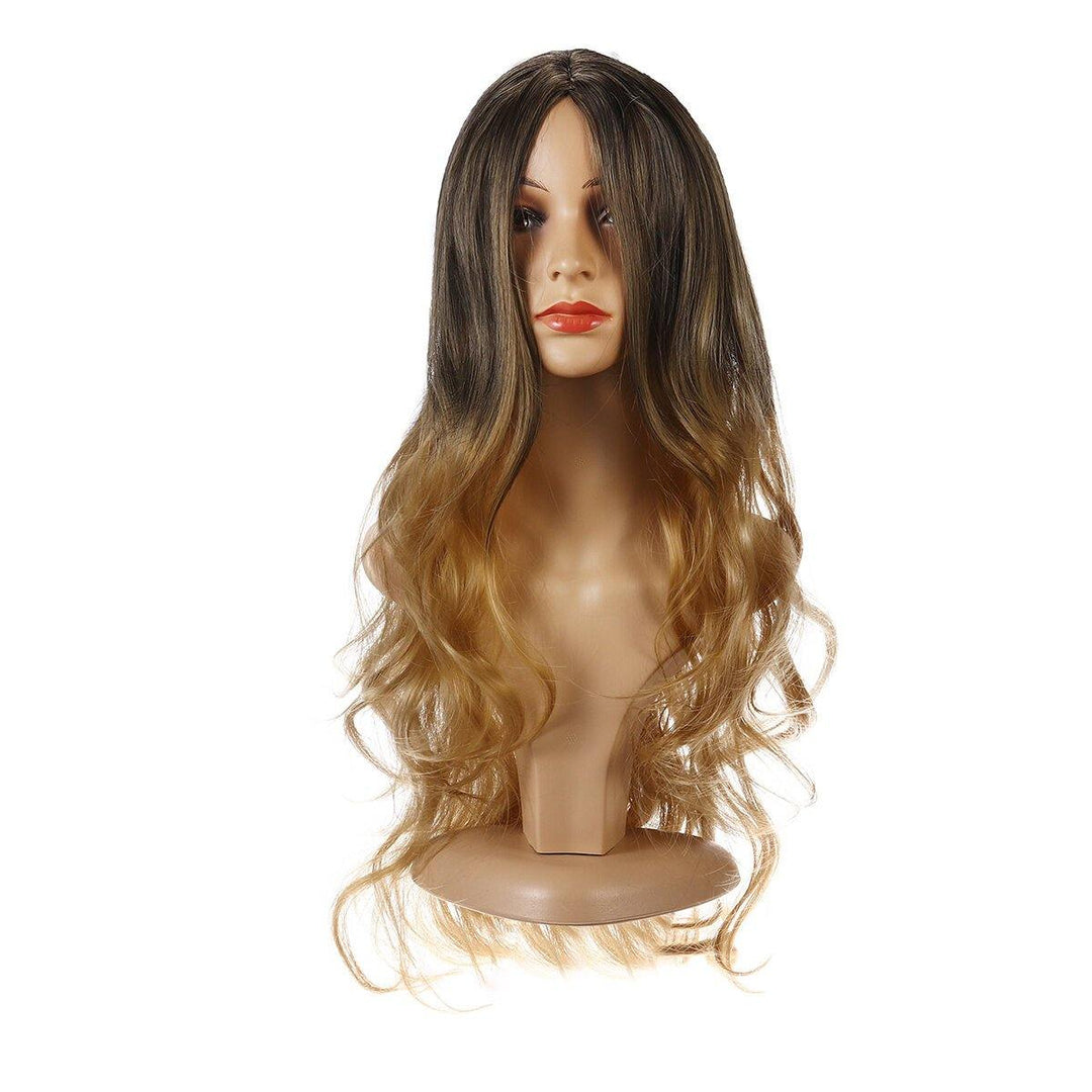 26'' Women Ombre Black Red Full Wig Ladies Long Curly Wavy Wig Hair Cosplay - MRSLM