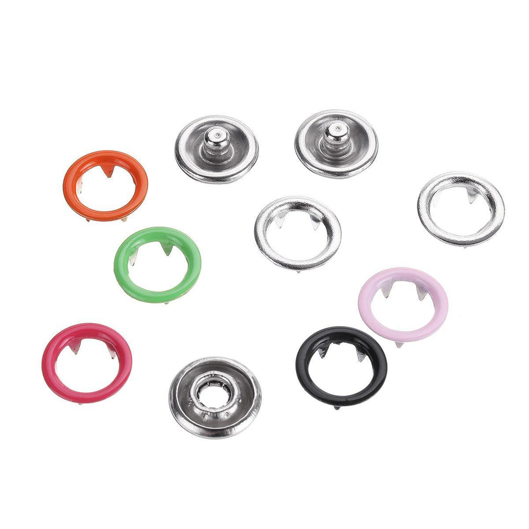 5 Sets 10 Colors of Hollow Five Claws of Box Set Total Buttons Metal Sewing Press Studs Snap Fastener DIY Clothes Craft 9.5mm - MRSLM