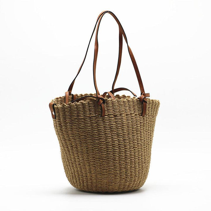 Women's One Shoulder Straw Cylindrical Bag - MRSLM