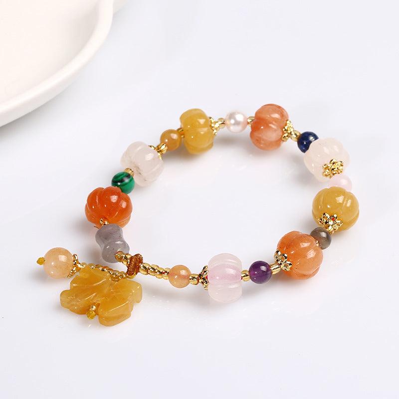 Fashion Golden Silk Jade Lotus Beads Jade Beaded Bracelet - MRSLM