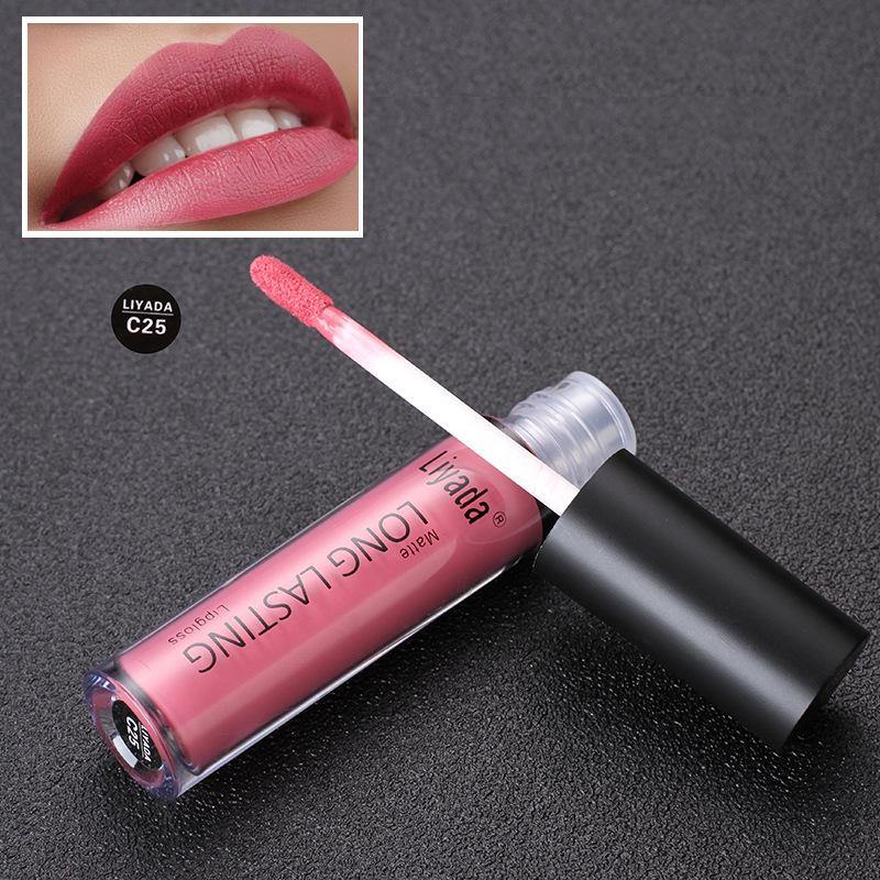 LIYADA Metallic Matte Lip Gloss Waterproof Cosmetics Liquid Lipstick Long-lasting Lips Makeup - MRSLM